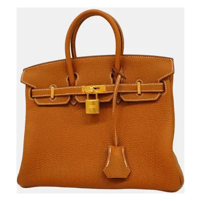 Hermes gold Togo Birkin Stamp Handbag