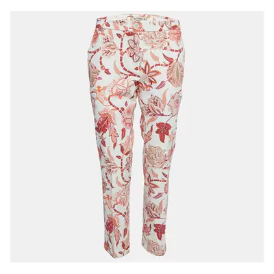 Etro Red Floral Printed Cotton Buttoned Trousers