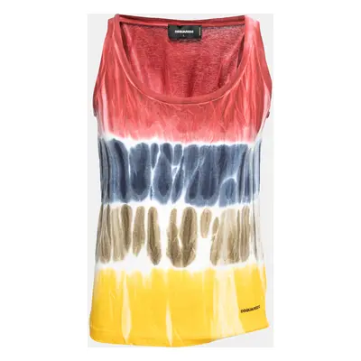 Dsquared2 Multicolor Tye-Dye Print Cotton Sleeveless T-Shirt