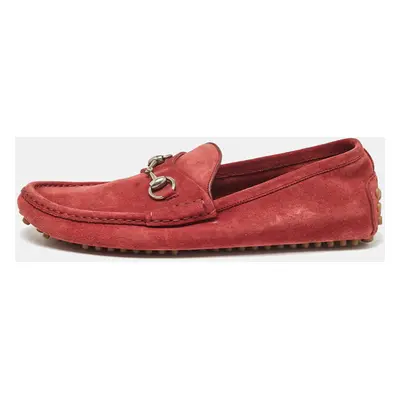 Gucci Rust Red Suede Horsebit Slip on Loafers Size