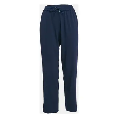 Kenzo Navy Blue Side Stripe Crepe Straight Leg Track Pants