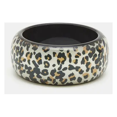 Dior Black Resin Acrylic Leopard Printed Bangle Bracelet