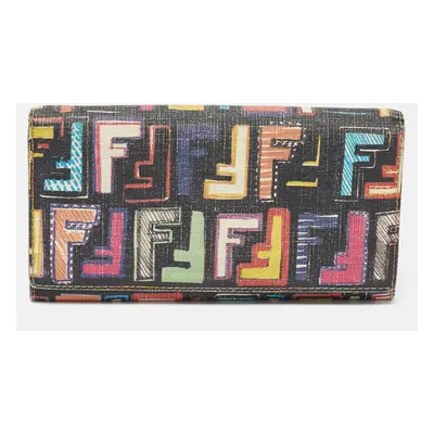 Fendi Multicolor Zucca Coated Canvas Flap Continental Wallet