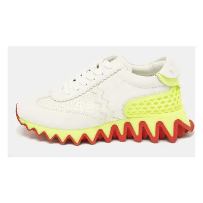 Christian Louboutin White Leather Loubi Shark Lace Up Sneakers Size 35.5