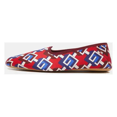 Gucci Multicolor Isometric G Print Satin Smoking Slippers Size