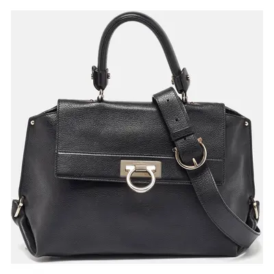 Salvatore Ferragamo Black Leather Sofia Top Handle Bag