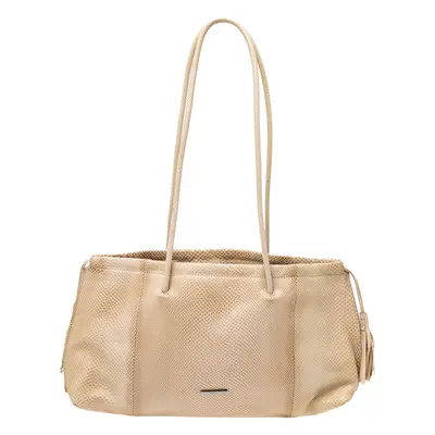 Gucci Beige Lizard Drawstring Shoulder Bag