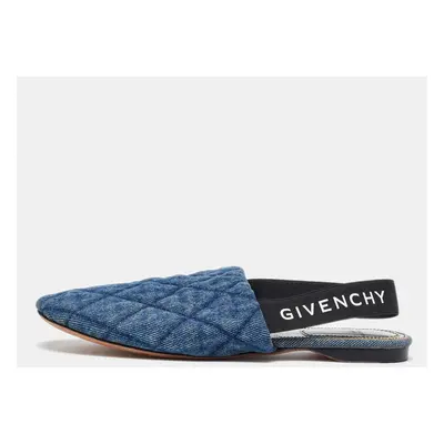 Givenchy Blue Denim Rivington Slingback Flat Sandals Size 37.5