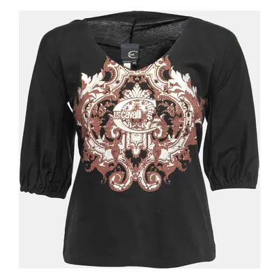 Just Cavalli Black Printed Cotton Top