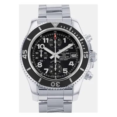 Breitling Black Stainless Steel Superocean II A13311 Automatic Men's Wristwatch