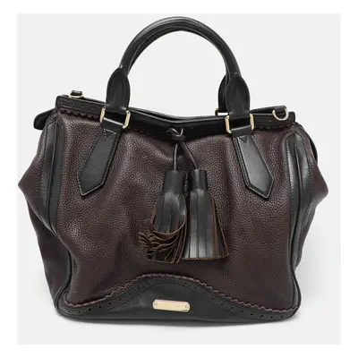 Burberry Brown/Black Leather Tassel Detail Satchel