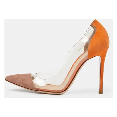 Gianvito Rossi Orange/Beige Suede and PVC Plexi Pumps Size