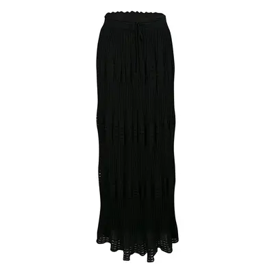 M Missoni Black Lurex Perforated Knit Pleated Skirt