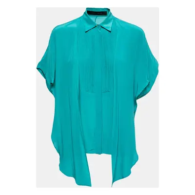 Elie Saab Green Crepe Silk Ruffled Overlay Shirt