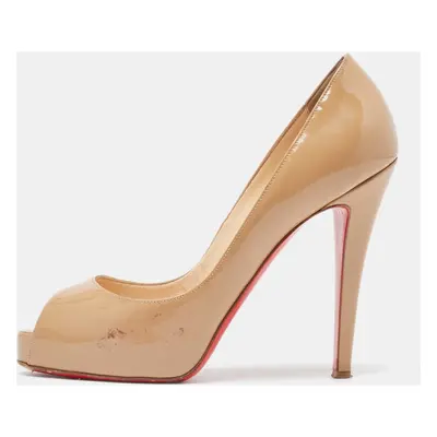 Christian Louboutin Beige Patent Lady Peep Pumps Size