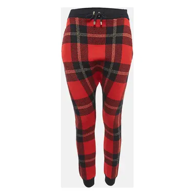 Burberry Red Tartan Lurex and Wool Wool Knit Sweatpants