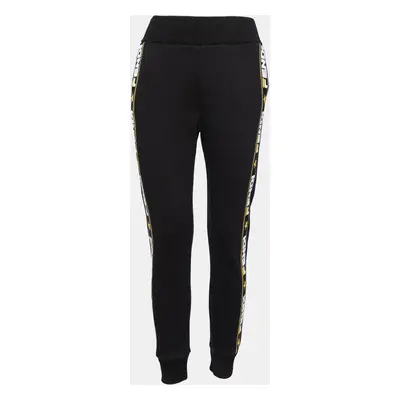 Fendi Black Cotton Logo Tape Trimmed Track Pants