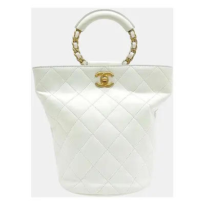 Chanel White Leather In the Loop Chain Backpack