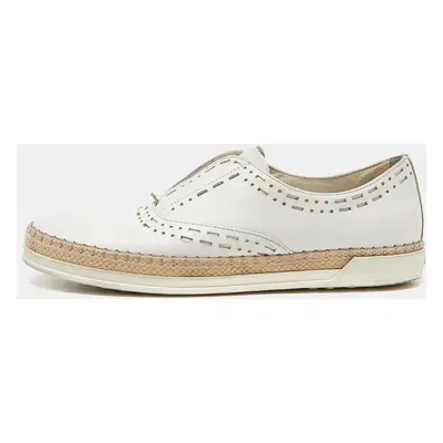 Tod's White Leather Espadrille Flat Size