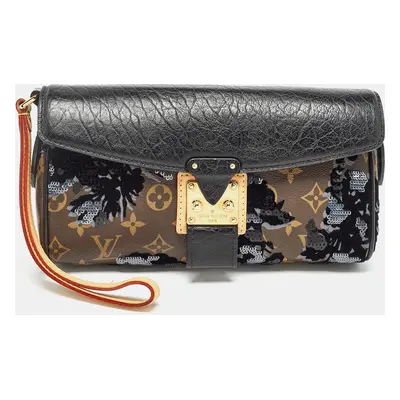 Louis Vuitton Black/Monogram Canvas and Leather Limited Edition Fleur de Jais Manege Clutch