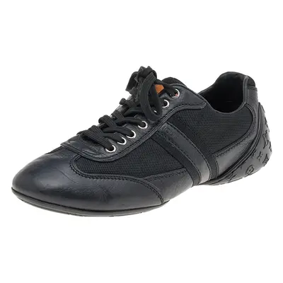 Louis Vuitton Black Leather And Nylon Low Top Sneakers Size 38.5