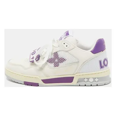 Louis Vuitton White/Purple Leather and Mesh LV Trainer Sneakers Size