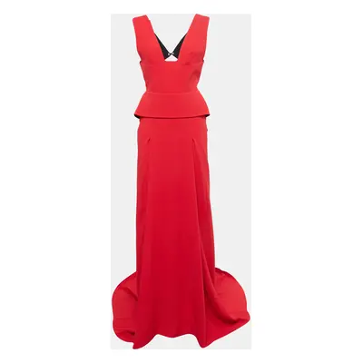 Roland Mouret Red Crepe Flared Lubelia Gown