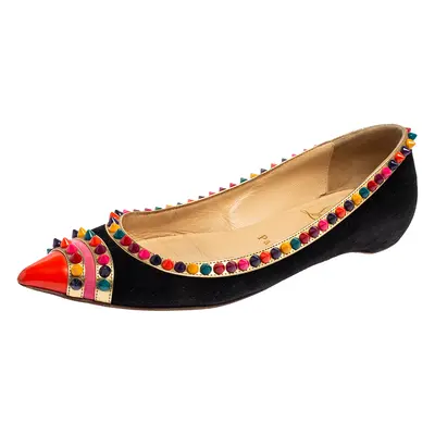 Christian Louboutin Black Suede Embellished Ballet Flats Size 35.5