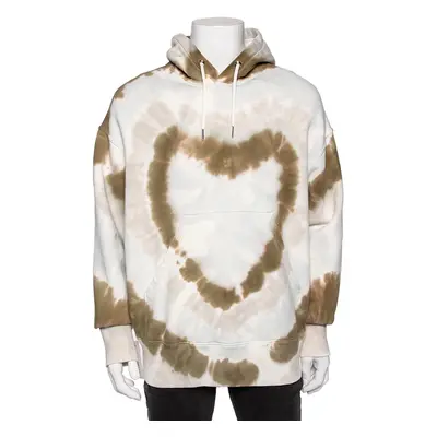 Givenchy White Tie-Dye Heart Printed Cotton Knit Oversized Hoodie