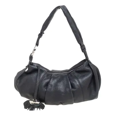 Lancel Black Pleated Leather Hobo