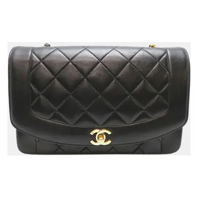 Chanel Black Leather Quilted Vintage Diana Flap Shoulder Bag