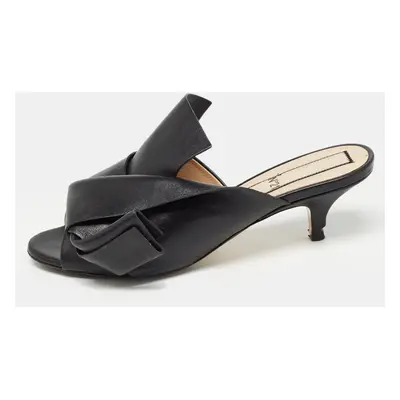 N21 Black Leather Knot Slide Sandals Size