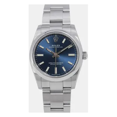 Rolex Blue Stainless Steel Oyster Perpetual Automatic Men's Wristwatch mm