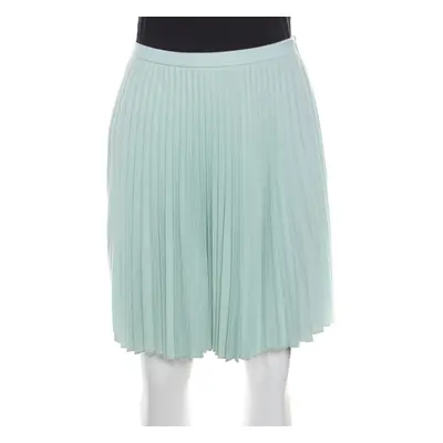 Christopher Kane Mint Green Wool Pleated Mini Skirt