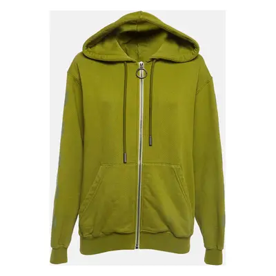 Off-White Green Arrow Print Cotton Zip-Up Hoodie