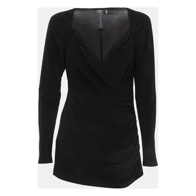 Norma Kamali Black Lycra Sweetheart Side Drape Top