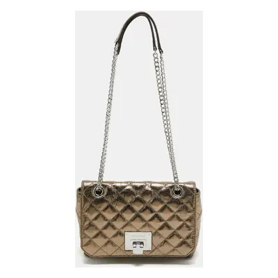 MICHAEL Michael Kors Nickel Foil Leather Vivianne Flap Shoulder Bag