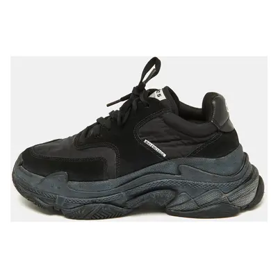 Balenciaga Black Nylon and Suede Triple Sneakers Size