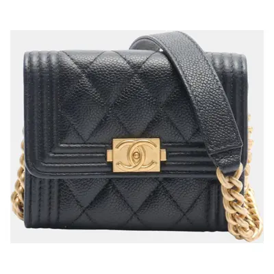 Chanel Black Caviar Skin Boy Shoulder Bag