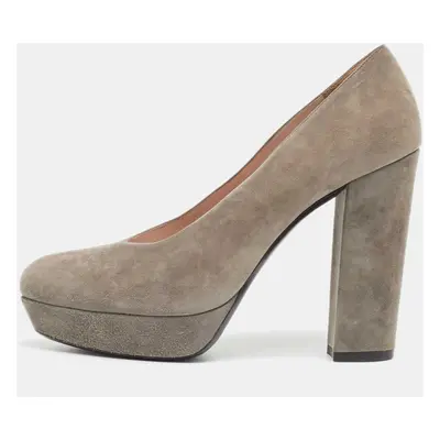 Miu Miu Grey Suede Platform Pumps Size