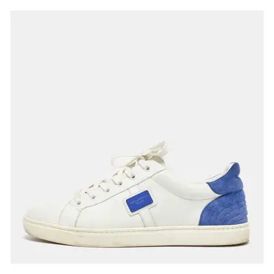 Dolce & Gabbana White/Blue Leather and Suede Portofino Low Top Sneakers Size