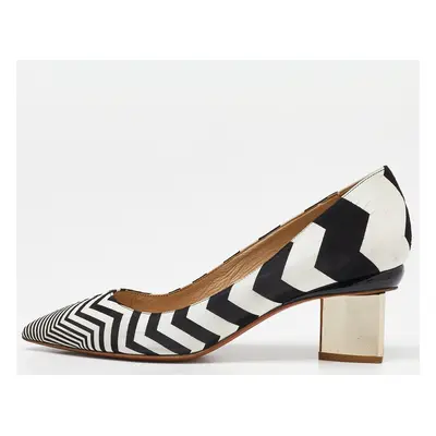 Nicholas Kirkwood White/Black Suede Pointed Toe Block Heel Pumps Size