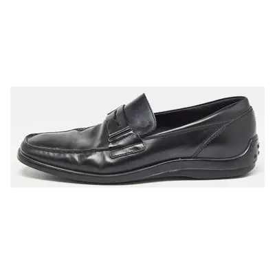 Tod's Black Leather Penny Slip On Loafers Size