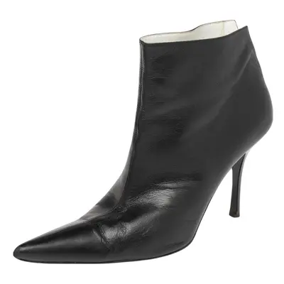 Celine Black Leather Pointed Toe Ankle Boots Size 37.5