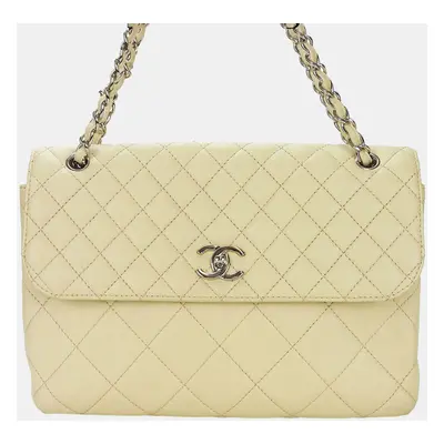 Chanel Beige Quilted Lambskin Maxi In The Business Flap Shoulder Bag