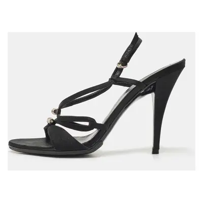 Gucci Black Satin Strappy Sandals Size 39.5