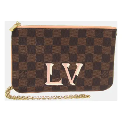 Louis Vuitton Louis Vuitton Damier Ebene Double Zip Pochette Clutches