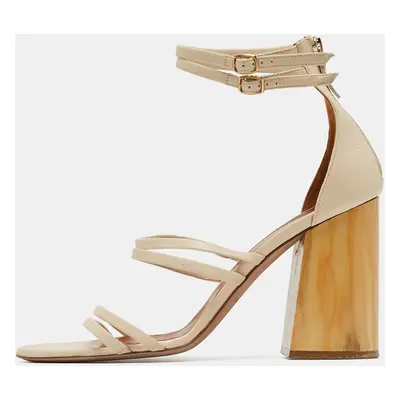 Malone Souliers Cream Leather Ankle Strap Sandals Size