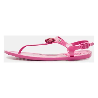 Tod's Pink Rubber Studded Tassel Thong Flat Sandals Size