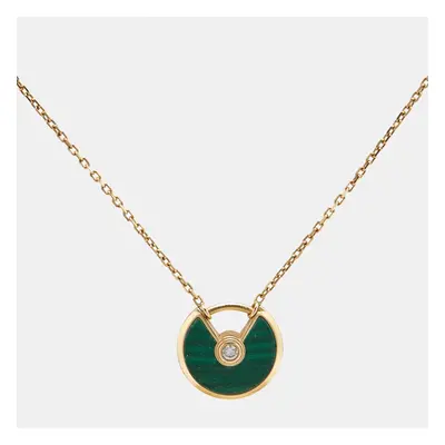 Cartier Amulette De Cartier Malachite Diamond 18k Rose Gold Model Necklace